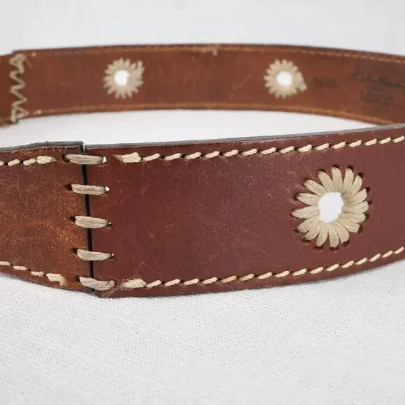 Eddie Bauer Belt Womens Large Brown Italian Leather Brass Buckle USA Western - Picture 11 of 15
